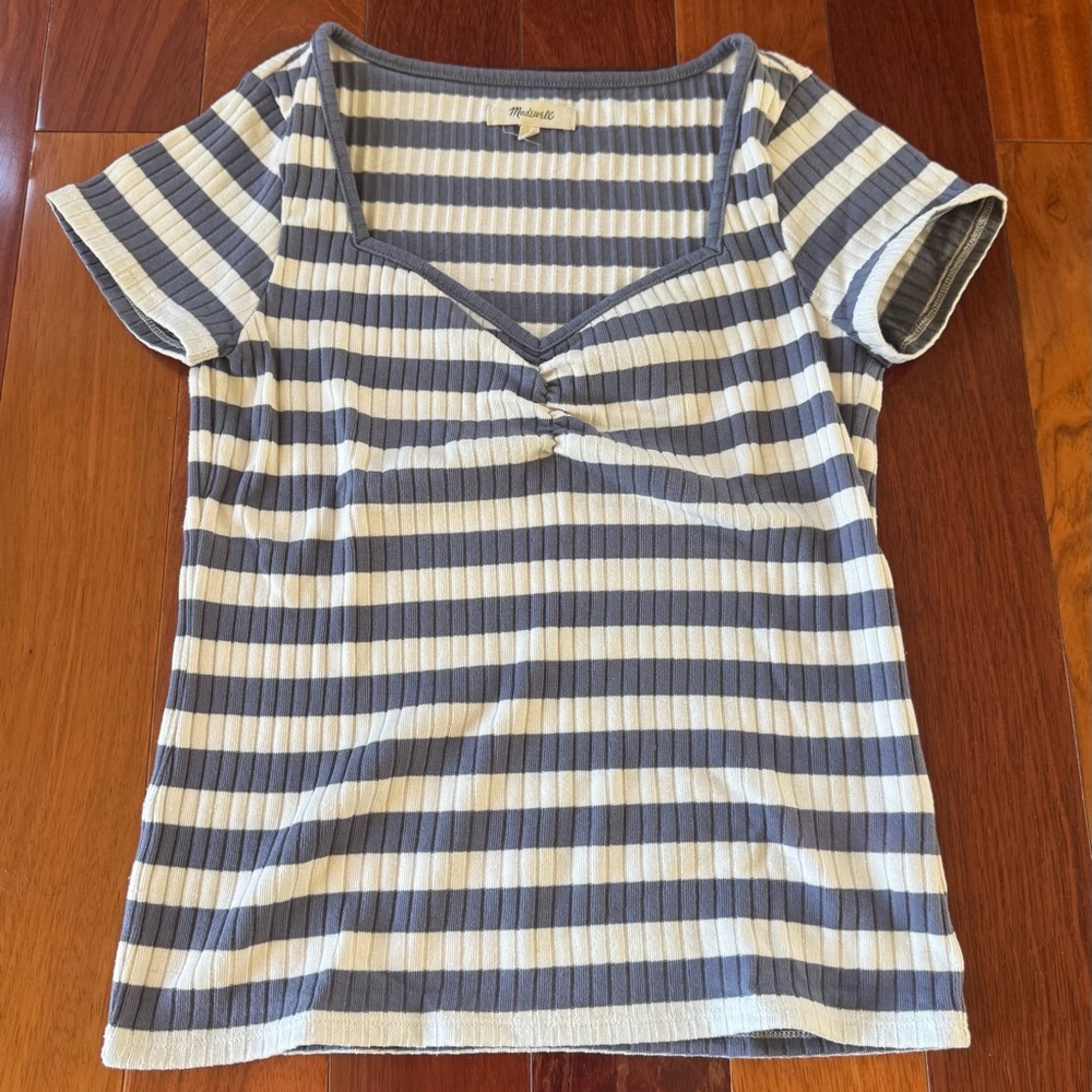 Madewell Ribbed Sweetheart Tee in Stripe